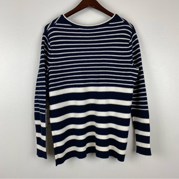 Athleta Stripe Oversized Annydo Side Slit Sweater Navy White Size XS NWT - Picture 5 of 8
